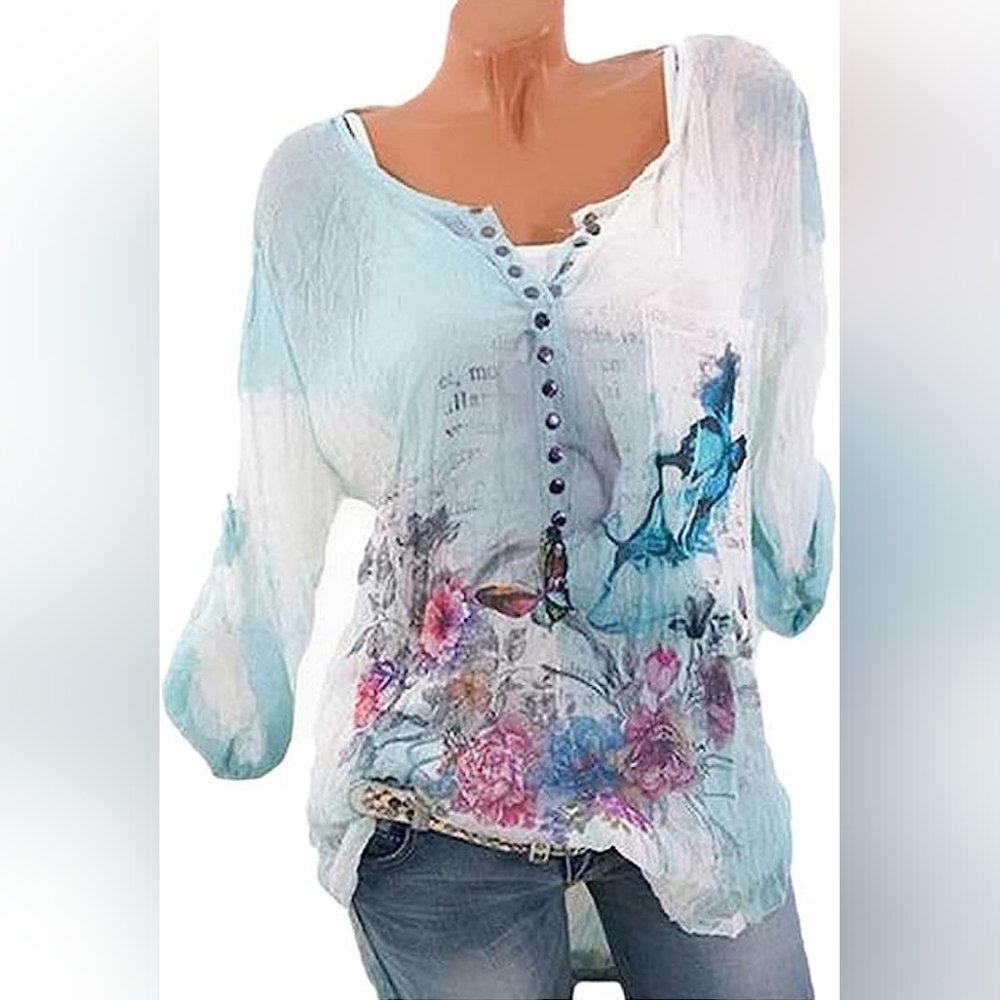 Brand: NREALY4.0  Womens Top Formal Floral Blouse
